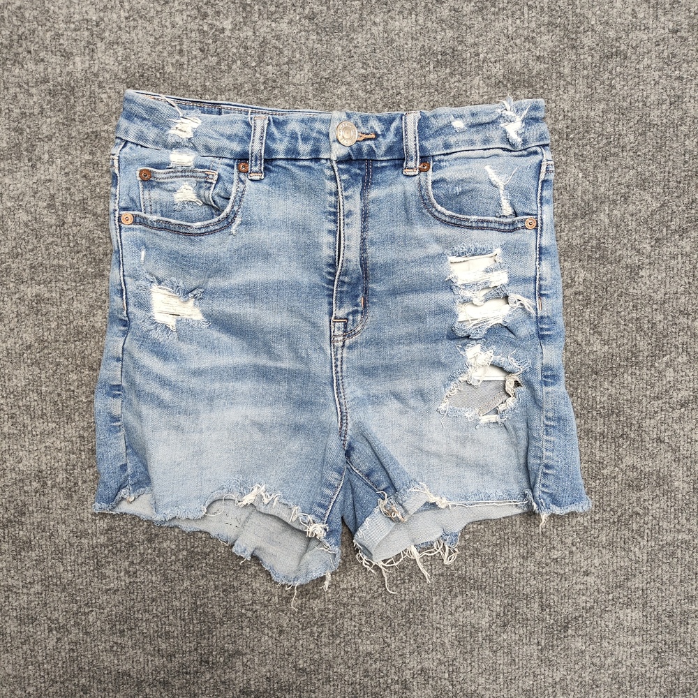 American Eagle Denim Shorts Womens 6 Blue Distressed Cutoff Raw Hem Stretch